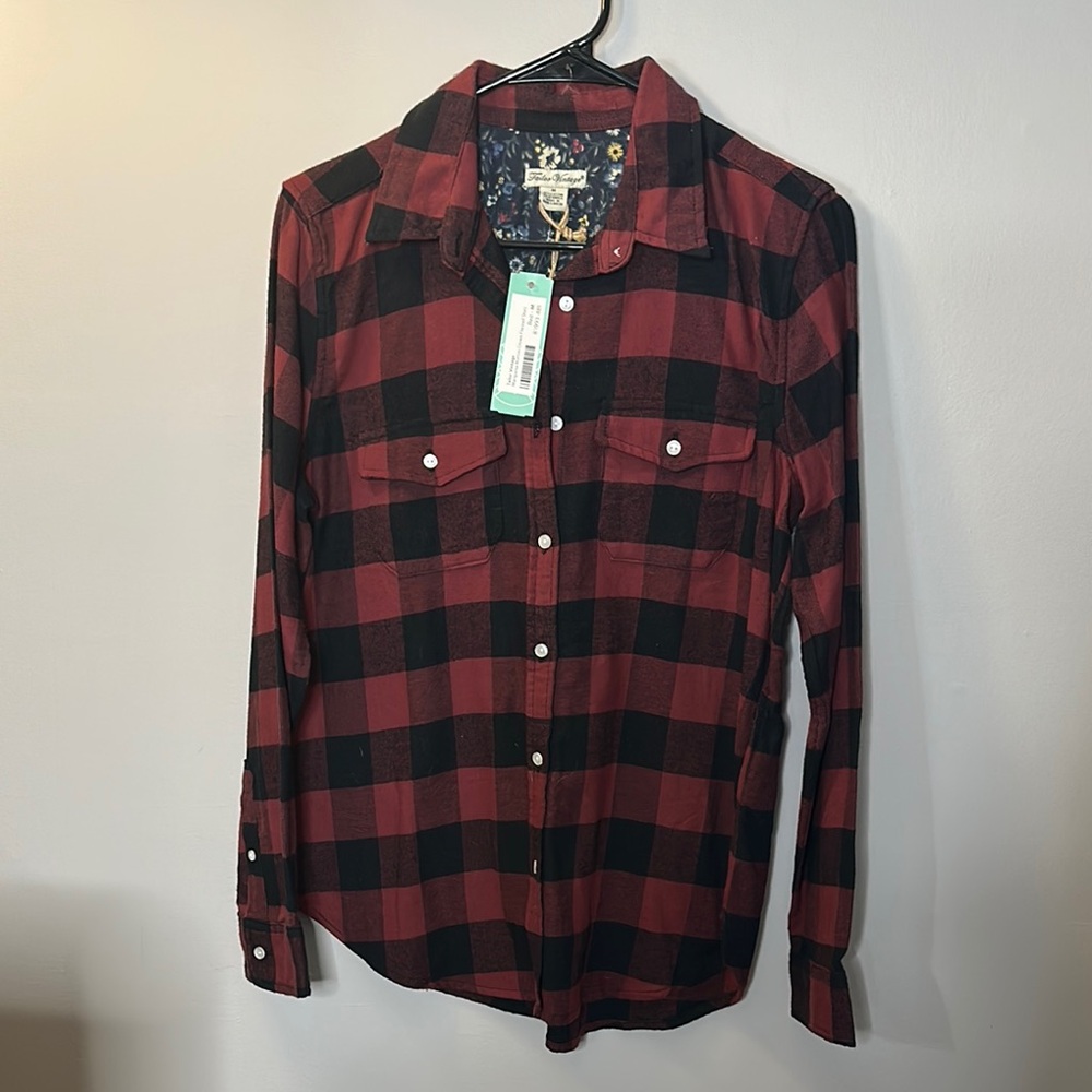 Red and Black Plaid Button-Up Shirt